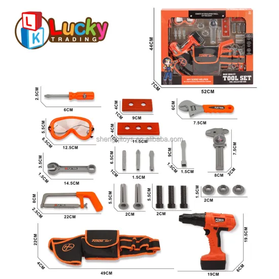 Interactive Pretend Play Toy Set: Toddler's Construction Tools with Tool Belt and Electronic Drill