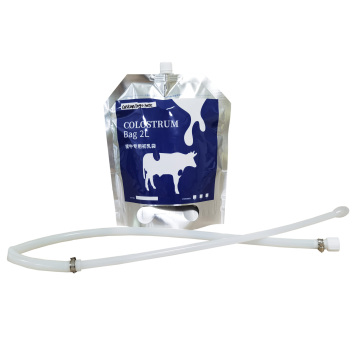2L Aluminum Foil Stand Up Spout Pouch with Handle and Feeding Tube for Calf Colostrum Packing and Low Temperature Storage