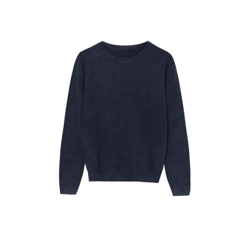 Men's Knitted Garment-Dye Stone-Wash Honey Comb Pullover