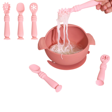 3-Piece Safe Baby Teething Tableware Set: Portable Training Utensils, Silicone Teether, and Newborn Silicone Spoon