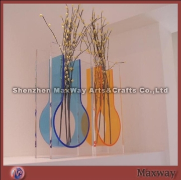 Epoxy bonded elegant colorized wall mounted acrylic vase/flower holder