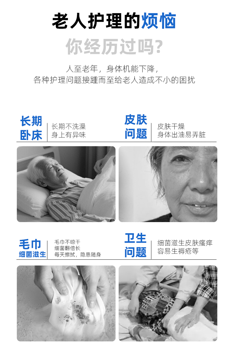Sanitary wipes for elderly care