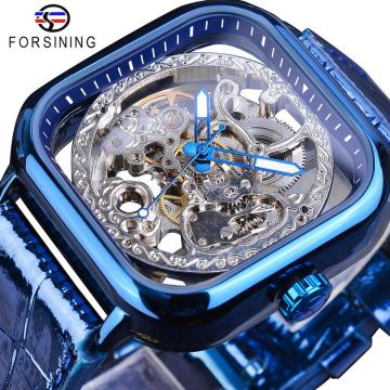 Forsining 2020 Waterproof Gold Men's Watch with Square Dial and Automatic Mechanical Movement