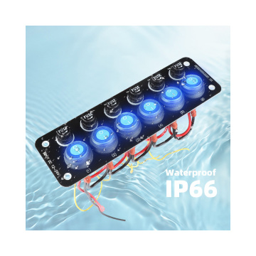 Waterproof 6 Gang Rocker With Fuse for 12V Automotive, Car, RV, Camper, and Marine Use