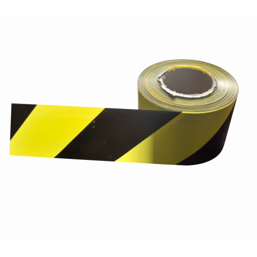 Siyah ve sarı PE plastik güvenlik uyarı bandı