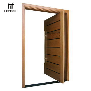 Modern Glass Inserted Solid Wooden Pivot Exterior Doors for Home Entrances