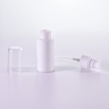 Botella de loción blanca de ópalo con overpapia transparente