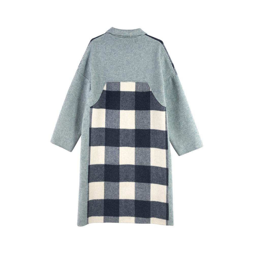 Cappotto di lana plaid irregolare