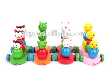 Wooden animal cars toy with blocks