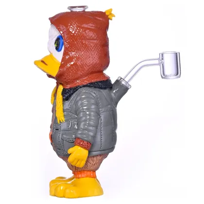 7.9in Colored Polymer Clay Glass Pipe,Handmade Kneading 3D Cute Platypus Bong,Borosilicate Glass Hookah,Glass Water Pipe