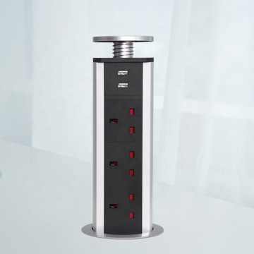 CE UK Power Electrical Outlet Pop Up Universal Multiple Tower Socket for Kitchen and Office