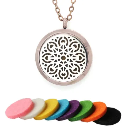 Jenia Complex Pattern Stainless Steel Aromatherapy Essential Oil Diffuser New Fashion Coin Necklace