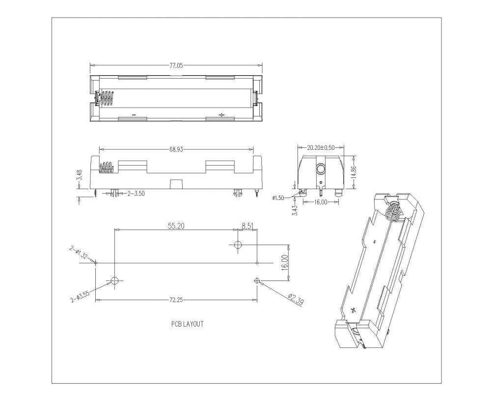 Bbc S Sn A 18650 131 Single Battery Holder For 18650 Thm