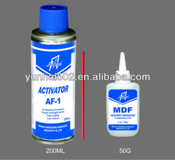 mdf adhesive kit including 1500CPS MDF cyanoacrylate glue and activator