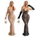 women's polyester net hot diamond evening dress