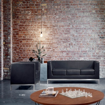 Modern Stainless Steel Base PU Leather 3-Seater Sofa Set for Living Room