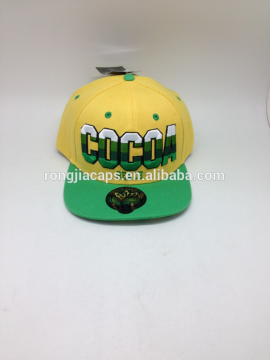 Contrast color 100% acrylic camo flat brim cap with silver sticker