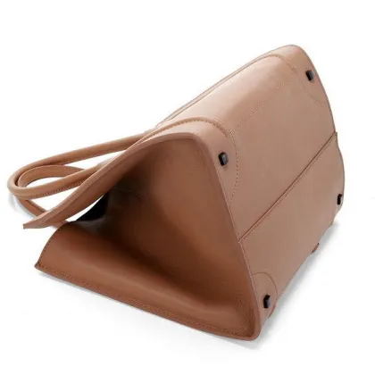 Phantom Light Brown, Fashionable Original Leather Celine Square Bag With Black Hardware