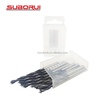 SUBORUI 10pcs 6mm Metric High Carbon Steel Woodworking Brad Point Drill Bit Set for Hardwood