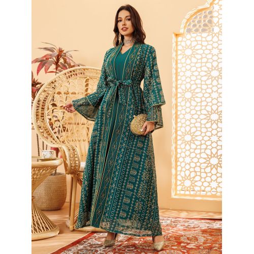 ست دو لایه آستین گشاد Jalabiya Abaya