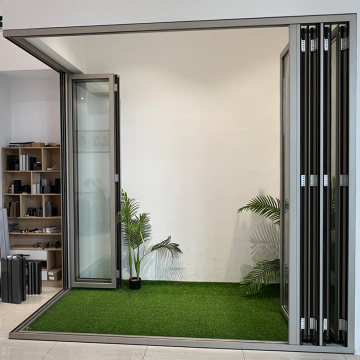 Black Accordion Double Glazed Bi-Folding Exterior Patio Door