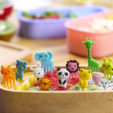 set of 10pcs animal bento decoration plastic fruit forks for lunch box accessory decor tool