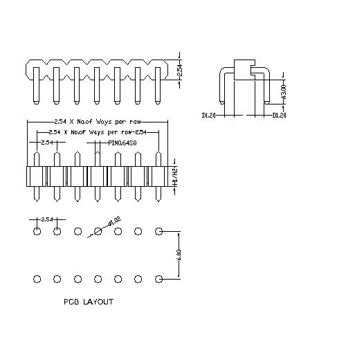 2.54 mm Pin Header Single Row U Type PHEU02-XXS