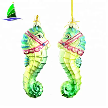 Handicraft Figurine Colorful tropic Seahorse Blown Glass Ocean Artware Animal Ornament Aquarium Decorations (Color May Vary)
