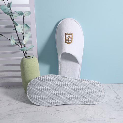 Новый дизайн хлопковой велюр Open Toe Hotel Slipper