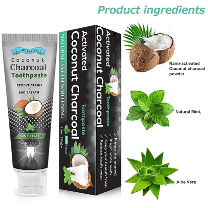 Best Private Label Organic Coconut Whitening Toothpaste with Activated Charcoal