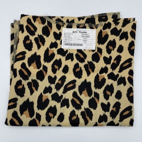 Anti Static Leopard Pattern Pure Linen Textile