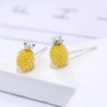 Fresh Cute Pineapple Literary Korea 925 Sterling Silver Temperament Personality Trendy Female Stud Earrings SEA144