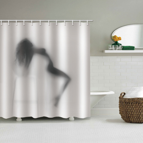 Woman's Shadow Waterproof Shower Curtain Unique Black and White Bathroom Decor