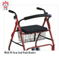 Lipat Rollator Walker Dengan Tempat Duduk Dan Bakul