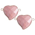 Rhodochrosite 25mm Faceted Heart Connector for Jewelry Making Stone Links with Double Loops