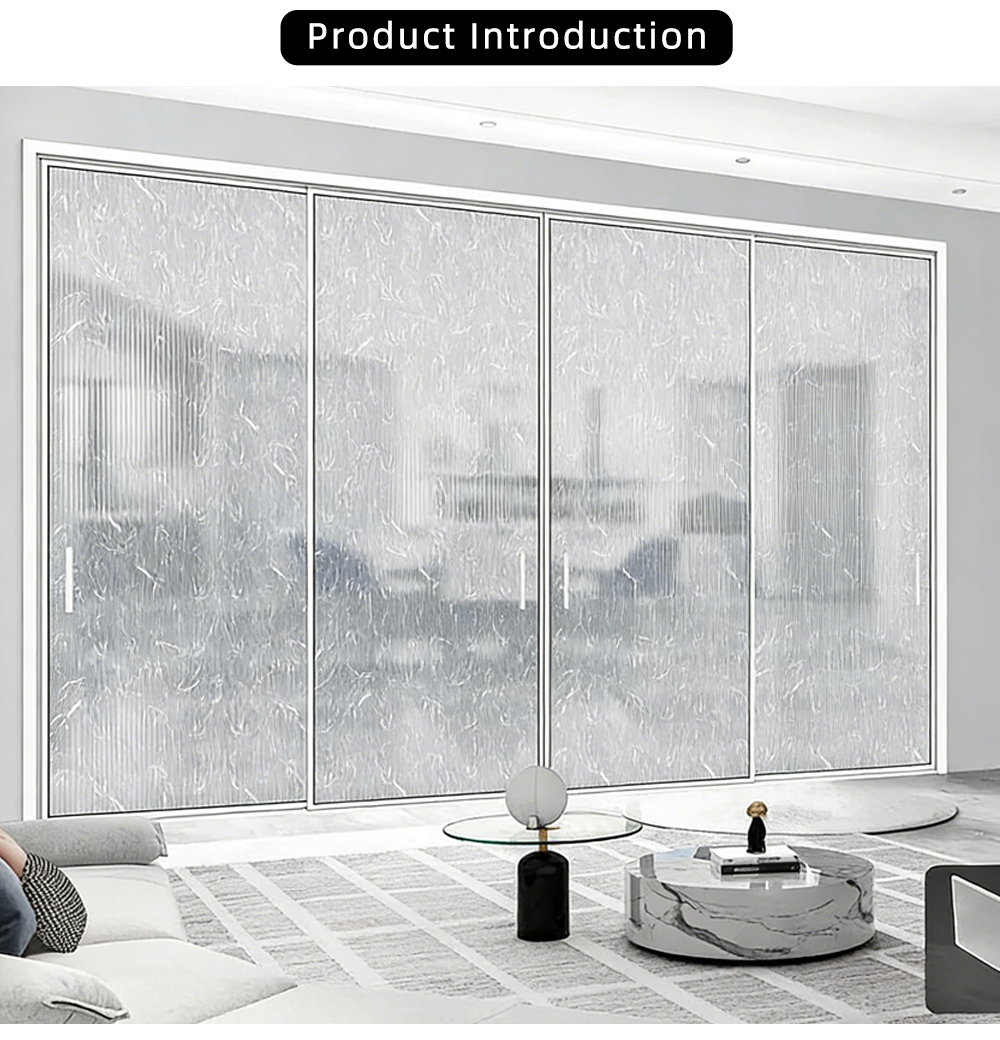 Slim Frame Textured Glass Sliding Door YJ-P032 X