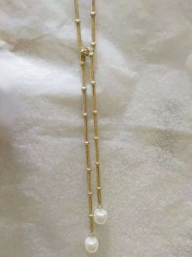 Beaded Necklace, Fresh Water Pearl On Chain Fashion Jewelry Metal Beaded Necklace , Necklace Jewelry 2015 Wholesale PT2115