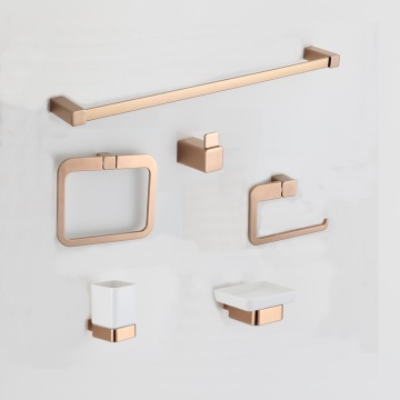 Rose Gold Hotel Wall Mounted Bathroom Hardware 6 Pc Set - China Bathroom Accessory Kit