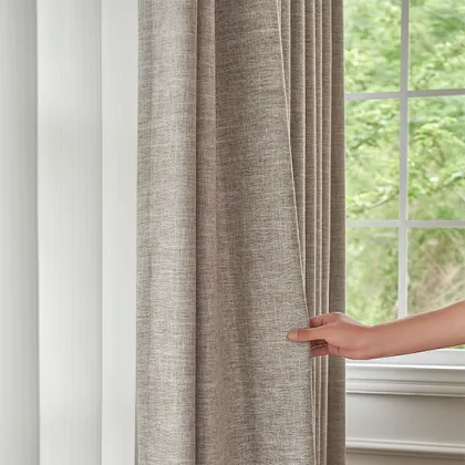 Environmental 100% Blackout Polyester Linen Curtain