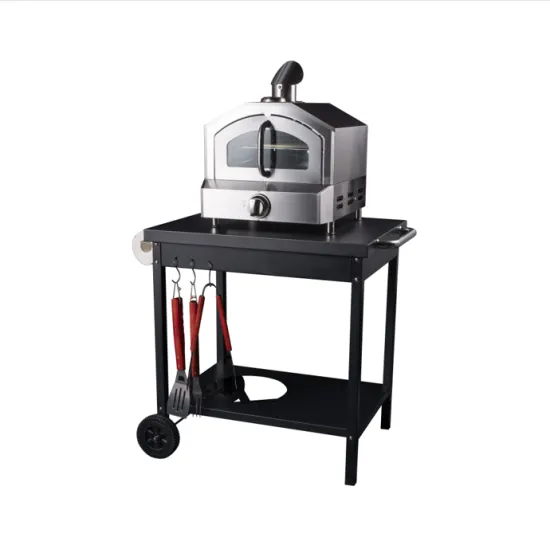 Customized gas plancha BBQ grill table barbecue workbench serving rack bbq table with utensil hooks