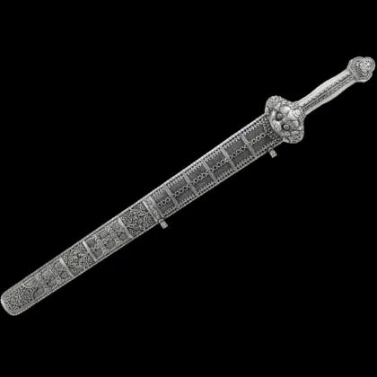 Ming Dynasty Yongle Sword Original Sculpture Pure Silver Set Meteorite Iron Forging