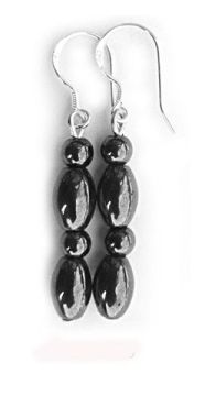 Orecchino doppio ematite con gancio in argento 925
