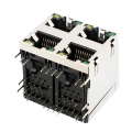 2X2P de entrada lateral RJ45 com LED e EMI