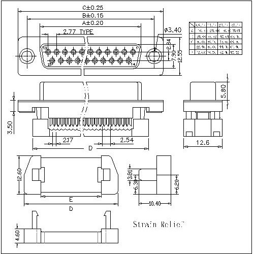 DIDC01-FXSXXX D-SUB Female Dual Row IDC Inner Button Type