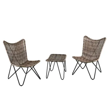KD Structure Luxury Modern Outdoor Rattan Chairs with Stool - Butterfly Chair