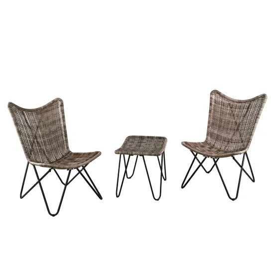 KD Structure Luxury Modern Outdoor Rattan Chairs with Stool - Butterfly Chair