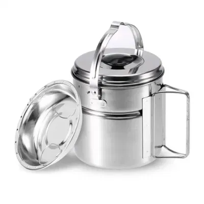 Kit Stainless Steel Hanging Pot Outdoor Hiking Picnic Camping Cookware Set