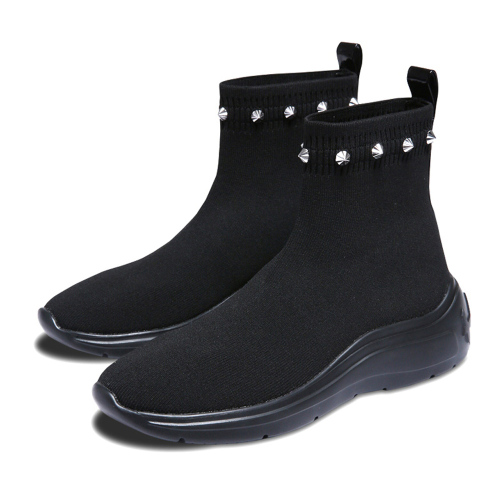 KBY Fly woven shoes Boots shoes Casual shoes Rivet Black