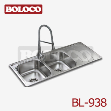 Europe Middle Polish/satin/ele-pearl Double Bowl Single Drainer Welding Rectangle/square Kitchen Sink 304# 201# Bl-938 