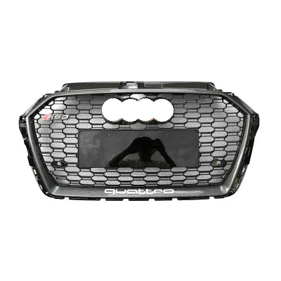 Carbon Fiber Style Front Bumper Grille for Audi A3 2017-2019 Facelift RS3 - Honeycomb Mesh Grill